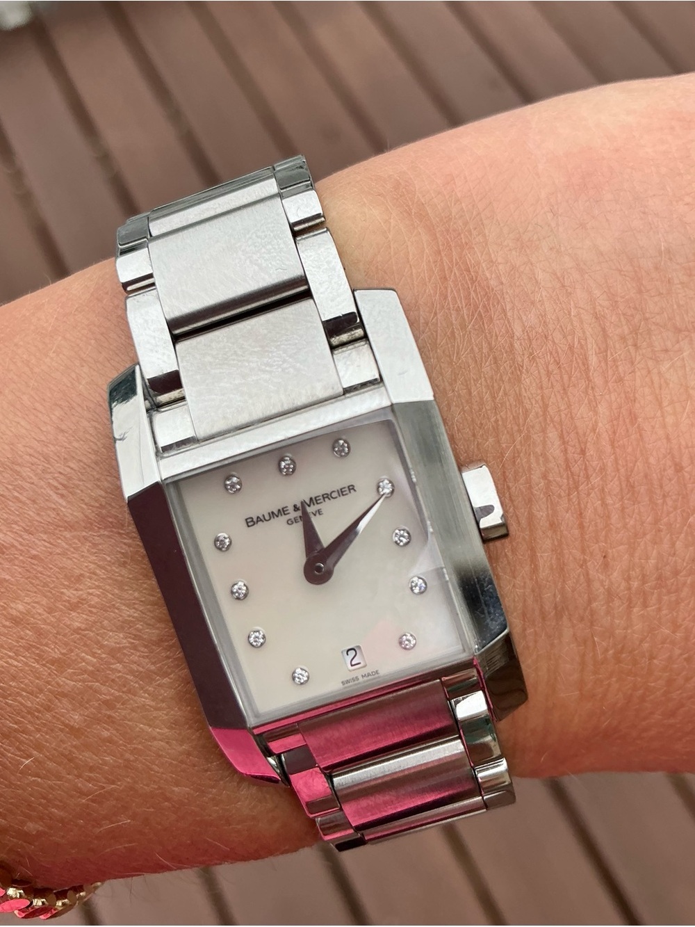 Baume & Mercier Stainless Steel Diamond Dial Tank Watch 🔥🔥